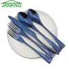 5pcsset Blue Flatware Set Edelstahl -Tischgeschirrgeschirr Steak Messer Fork Spoon Dinner Lebensmittel Regenbogen Cutlery Set7113677