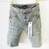 Lila Designer Herren Jeans Shorts Casual Denim Shortpants Street Hip Hop