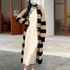 Casual Dresses Thicken Warm Loose Sweater Dress Women Autumn Winter Lapel Full Sleeve Solid Long Knitted Female Vestidos
