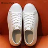 Chaussures décontractées Mrxmus 2024 Automne Femmes Gétille en cuir blanc Flats solides Sentiale basique Sneaker Vircol