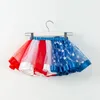 Kleidungssets Kinder kleine Mädchen Amerikanische Flaggenmuster Tutu -Rock mit Bowknot Hair Clip rot weiß blau Stern Streifen Tüll 4. Juli