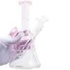 Glassvape666 GB102 About 7.87 Inches Height Pink Glass Water Bong Dab Rig Smoking Pipe Bubbler 14mm Male Dome Bowl Down-stem Quartz Banger Nail