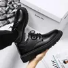 Casual Shoes 2024 Men Korea Leather Platform Oxfords Slip On Thick Tottom Male Derby Loafers Mens Square Toe Formal Dress