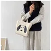 Boodschappentassen witte zwarte katoenen doek canvas draagtas schattige cartoon honden shopper casual dames handtas lunchbox voor vrouwen meisje 2024