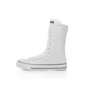 Chaussures décontractées Taille 34-43 Femmes Canvas High Top Long Boots Lacet-Up Zipper confortable Sneakers plats Tenis de Mujer