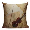 Pillow Music Series Remarque Imprimé Haute QuLity Cotton Linon décoratif Noir Blanc Couverture Boîtier de voiture Siège 45 45 cm