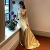 Robes de fête Robe de femme sexy A-line en V-cou sans manches à dos long sans arrière-jupe arabe Banquet Prom Prom Maxi pour femmes vestidos