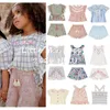 Zestawy odzieży 2024SS Spring/Summer LM Girls Sweet Hafdery Lace Shirt Kanter Top Shorts Zestaw Drukowane lalki i
