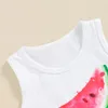 Clothing Sets Baby Kids Girls Shorts Set Sleeveless Crew Neck Letters Print Tank Top And Flower Watermelon Summer 2-piece Outfit