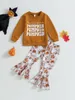 Sets de ropa Baby Boys Halloween Disfraz de Halloween Manija larga Pantalones de estampado Fantasma Gat.