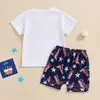 Clothing Sets Born Baby Boy 4th Of July Outfit Short Sleeve America Cow T-shirt Tops Jogger Shorts Western Clothes 0-3T