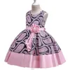 Mädchenkleider Baby Girls Blumenspitzenkleid für Kinder Prinzessin Weihnachten Tolder Hochzeit Party Paillettenkleider mit großen Bogenkindern Kleidung