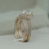 Band Rings Huitan AAA Zircon Micro Shop Bride RSets Romantic Rose Gold Engagement Rings Wholesale Batch Midi Rings J240429