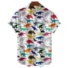 Zwart-wit Hawaiiaans T-shirt Men Shirt Leuke dinosaurus print Mens kleding shirt Rapel Oversized T-shirt blouse met korte mouwen 240418