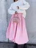 Jupes Adagirl Robe de bal élégante jupe maxi femme satin long surdimension classique style basical mode kawaii robes de soirée