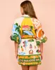 2024 NYA SUMMER ALEMAIS Vintage Tryckt Lykta Sleeve Women Short Dress Casual Elegant Neck Mini Dresses Party Prom Beach Holiday Shirts Dress