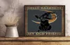 Black Cat Witch Halloween Hellod Darkness My Old Friend Decor Affiche No Frame Metal Tin Sign suspendu Affiche de cuisine plaque rétro CA2975787