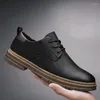 Chaussures décontractées Fashion Cuir Mens Business Business Handmade Lace-Up Brand Classic Men Shoe Shoe Flats Moccasins