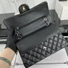 10A Designer bag Mirror quality Jumbo Double Flap Bag Luxury 23cm 25CM 30cm Real Leather Caviar Lambskin Classic All Black Purse Quilted Handbag Shoulde With Box