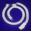 Yu Ying Pass Test diamentów o szerokości 8-14 mm Gra Moissanite Diamond 18K Gold Sterling Srebrny łańcuch łącza kubańskiego dla mężczyzn Naszyjnik Hip Hop2x2S