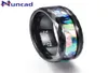 Nuncad 8mm Men039s A abalone conchas polidas pretas de tungstênio anéis de casamento de tungstênio tamanho 7123501689