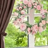 Dekoracyjne kwiaty realistyczne ręcznie robione różowe wieńce do okna przednie drzwi Wedding Wonnalna dekoracje do domu -17 cali sztuczne
