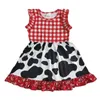 Zestawy odzieży Krowa Drukowane sukienki z krótkim rękawem dla dzieci Hurtowe dziewczyny bez MOQ Designer Ubrania Little
