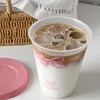 Wasserflaschen Kawaii Tasse mit Deckelstroh für Kaffeesaftmilchtee süße Plastikflasche tragbare wiederverwendbare Trinken BPA kostenlos