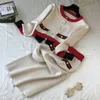 Herbst Frauen Strick -Strickjacken Pullover und Röcke Sets Single Breasted Strick Coats Bodycon Rock Zwei Stücke Anzüge Outfits 240428