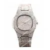 뜨거운 판매 새로운 풀 다이아몬드 시계 방수 남성 시계 패션 쿼츠 손목 시계 스테인레스 스틸 쿨 캘린더 남성 시계 선물