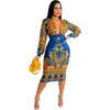 Abiti casual 2024 Office di stampa a maniche complete Shinny Banda Bodycon Sexy Club Birthday Gown Women Elegant Fashion Mini Dress