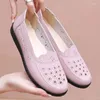 Lässige Schuhe atmungsaktiv und modisches hohles Leder mit weichen Soles Anti Slip Flat Bodened Damen Perforiert