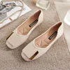 Casual Shoes Sdwk Women Soft Leather Square Toe Flat Buckle Fashion Ladies Footwear Autumn Spring Vit Black 43 AD4309