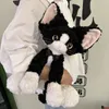 Kawaii simulering tysk lockig katt plysch fylld leksak tecknad söt svart katt plysch leksak barn sover komfort docka rum dekoration flickor födelsedag present