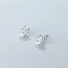 Stud -oorbellen MLOVEACC 925 Solid Real Sterling Silver Silver Small Hollow Rose Flower Earring For Women Girl Fine Jewelry