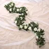 ドライフラワーdocidaci 2pcs人工白い偽のバラぶら下がっている2.2mブドウの植物は人工花輪の花ウェディングパーティーの装飾を去る