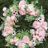 Dekoracyjne kwiaty realistyczne ręcznie robione różowe wieńce do okna przednie drzwi Wedding Wonnalna dekoracje do domu -17 cali sztuczne