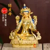 Dekoracyjne figurki Tybet Nepal Wysokiej jakości dobro statua Buddha dom domowy ochrona bezpieczeństwa Zielona Tara Guanyin Goddess Połączona złota miedź