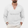 Camisetas para hombres Flip Collar V-Neck de moda Fit Slim Fit Waffle Waffle Camiseta Autumn Autumn New Base Clothing Man's Man Polos Tops