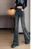 Damesjeans 2024 Vintage Flare Women Koreaans slanke hoogbouw veelzijdige stretch High Taille Horseshoe Pants Y2k retro blauwe broek