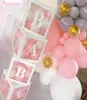 4pc fille garçon baby shower décoration boîte transparente baby baptême de fête d'anniversaire décor de fête en carton cadeau babyshower fournit2937378