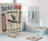 Vintage Barber Shop duschgardin Set för badrum Barber Shop Decor Toalett Badkar Tillbehör Badgardiner Mattor Mattor Mattor F5650270