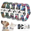 Custom Gravured Hundekragen Personalisierte Nylon -Haustierhund -Tag -Kragen gedrucktem Welpen Katze -Namensschild ID -Kragen für kleine große Hunde 240429