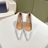 Aquazzura Heels Rhinestone Pumps Buty spiczaste palce u stóp zamszowe damskie szpilki buty do sukienki luksusowe designerskie buty obiadowe