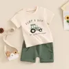 Ensembles de vêtements Toddler Baby Boy Tenue d'été Tracteur Imprimé T-shirt à manches courtes et shorts Set Farm Style Clothes pour Little Kid