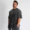 Camisetas masculinas Camas de gimnasia de tejido de tejido de gimnasio con camisetas de gran tamaño Hip-hop para hombres con camisetas de manga corta en manga corta.
