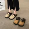 Boken schoenen, slippers, damesveer en zomer bovenkleding, 2024 Nieuwe halve ondersteuning damesschoenen, dikke teen teen gewikkeld halve slippers, sandalen in Franse stijl