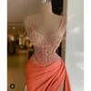 Mermaid elegante tiras vestidos Apliques