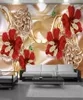 Papier peint à floral 3d papiers muraux de luxe diamant rouge fleur murale amélioration maison salon chambre de cuisine peinture de peintures d'écran 4534808