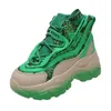 Повседневная обувь зеленые роскошные дизайнерские кроссовки на платформе спорт для женщин 2024 Мода Толстый нижний свадебный высокий каблук